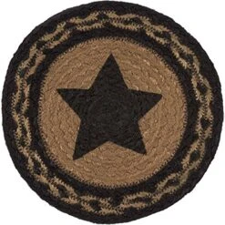 Lassic Country Primitive Tabletop & Kitchen-Farmhouse Jute Black Stencil Star Trivet, 8"