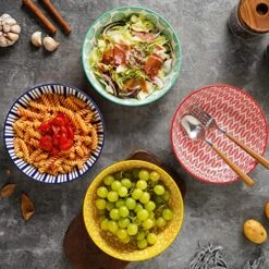 Ceramic 50 Ounce Pasta Bowls Set Of 4, 8.6 Inch Large Salad Bowls, Wide And Shallow Porcelain Soup Bowls, Stackable Serving Bowls, Microwave Dishwasher Safe, Christmas Gift, Assorted Colors 13 Ceramic 50 Ounce Pasta Bowls Set Of 4, 8.6 Inch Large Salad Bowls, Wide And Shallow Porcelain Soup Bowls, Stackable Serving Bowls, Microwave Dishwasher Safe, Christmas Gift, Assorted Colors -KitchenAid Shop 61FwgFVlHuL