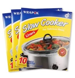 Slow Cooker Liners BPA Free Crockpot Liner For Oval Or Round Pot, Large Size 13 X 21 Inch, Fits 3 To 8.5 Quarts - 3 Counts (30 Bags Total)