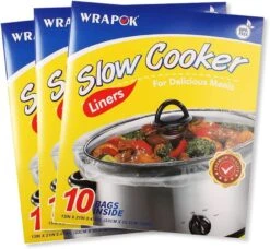 Slow Cooker Liners BPA Free Crockpot Liner For Oval Or Round Pot, Large Size 13 X 21 Inch, Fits 3 To 8.5 Quarts - 3 Counts (30 Bags Total) -KitchenAid Shop 61HJ0aE0eeL. AC