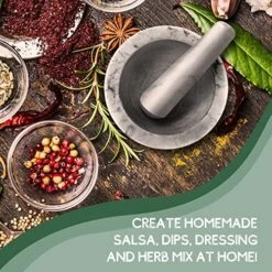 Marble Mortar And Pestle Set - Solid Marble Stone Grinder Bowl Holder For Guacamole, Herbs, Spices, Garlic, Kitchen, Cooking, Medicine -KitchenAid Shop 61JE9xOAr5L