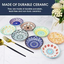 3 Oz Round Soy Sauce Dipping Bowls Set Of 8, Porcelain Side Dishes/Plates For Snack Sushi Ketchup Condiments Appetizer Dessert, 4 Inch Small Pinch Bowls For Kitchen Prep, Assorted Patterns -KitchenAid Shop 61JHh79dpnL