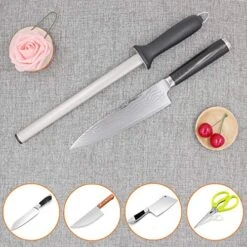 Wiitek 10inch Diamond Knife Honing Rod, Professional Chef Knife Sharpening Steel, Kitchen Knives Sharpeners, Oval 600# Grit, Ideal For Chef Knife, Cooking Knife, Butchers Knife And Japanese Knife -KitchenAid Shop 61MpvpFCwbL