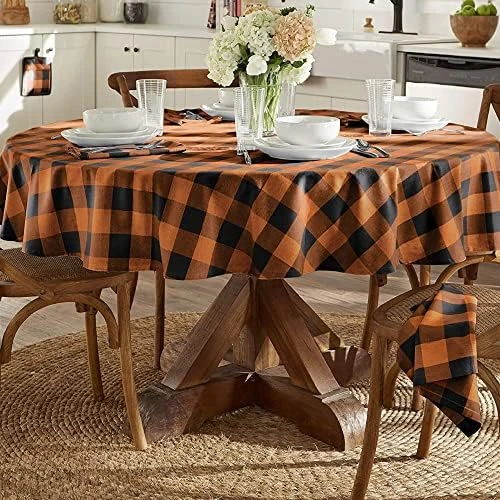 Use Living Fall Buffalo-Check Table Runner, Seasonal Farmhouse Table Runner, 13" W X 70" L, Orange And Black 11 Use Living Fall Buffalo-Check Table Runner, Seasonal Farmhouse Table Runner, 13" W X 70" L, Orange And Black - Image 9