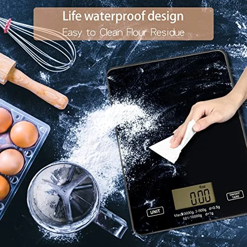Kitchen Scale Digital Food Scale 10kg/22lb-USB Charging With Waterproof Tempered Glass Platform,for Weight Loss Cooking And Coffee With LCD Display High Accuracy (Black) 4 Kitchen Scale Digital Food Scale 10kg/22lb-USB Charging With Waterproof Tempered Glass Platform,for Weight Loss Cooking And Coffee With LCD Display High Accuracy (Black) - Image 2