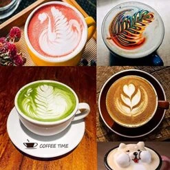 Milk Jug 350 Ml, Milk Foam Jug Stainless Steel Milk Frother, Milk Jug Frother Jug Cup With Powder Shaker, Latte Art Pen, 16 Pieces Coffee Cappuccino Stencils Shape Hooks -KitchenAid Shop 61OC3eNIyJL