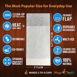 Dern Tea Filter Bags, Disposable Tea Infuser, Size 2, Set Of 100 Filters - Heat Sealable, Natural, Easy To Use Anywhere, No Cleanup – Perfect For Teas, Coffee & Herbs - From Magic Teafit -KitchenAid Shop 61PqfOPdZ7L