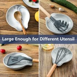 Large Spoon Rest For Stove Top : Spoon Holder For Kitchen Counter - Coffee Spoon Rest Ceramic - White Marble Utensil Rest For Ladle, Tongs - Cooking Spatula Holder For Countertop (5.7 Inch) -KitchenAid Shop 61RAQ8WzVTL