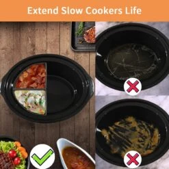 Silicone Slow Cooker Liners, Booyoik Cooking Divider Liner Food-Grade Silicone Reusable Slow Cooker Liner Silicone Slow Cooker Dividers Fit 6 QT Pot Leakproof Eco-Friendly Dishwasher Safe (Black) -KitchenAid Shop 61RU0xpnrSL