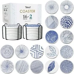 Absorbing Stone Coasters For Drinks Cork Base, With 2 Holder, For Housewarming, Apartment Kitchen Room Bar Decor, Suitable For Wooden Table, Set Of 16 (Blue) 19 Absorbing Stone Coasters For Drinks Cork Base, With 2 Holder, For Housewarming, Apartment Kitchen Room Bar Decor, Suitable For Wooden Table, Set Of 16 (Blue) -KitchenAid Shop 61RXU0uBguL. AC