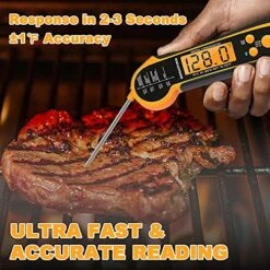 Digital Meat Thermometer For Cooking Waterproof Instant Read Food Thermometer With Backlight, Built-in Magnet, Calibration, And Long Foldable Probe For Kitchen Deep Fry Grill BBQ Candy