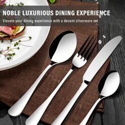 40 Piece Silverware Set, Premium Silverware Cutlery Set Stainless Steel Flatware Sets Service For 8, Spoons Forks Knifes Utensils Tableware Sets For Home, Dishwasher Safe 9 40 Piece Silverware Set, Premium Silverware Cutlery Set Stainless Steel Flatware Sets Service For 8, Spoons Forks Knifes Utensils Tableware Sets For Home, Dishwasher Safe -KitchenAid Shop 61SlOVAmQkL