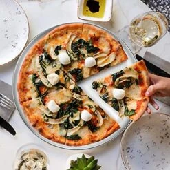 Pizza Baking Pan Pizza Tray 12 Inch Stainless Steel Pizza Pan Round Pizza Baking Sheet Oven Tray Pizza Crisper Pan, Healthy Pizza Cooking Pan For Oven, 2 Pack -KitchenAid Shop 61T3O6g5RdL