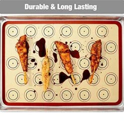 Macaron Silicone Baking Mat - Set Of 2 Non Stick Silicon Macaroon Baking Sheet Cookie Liner(BPA Free/Reusable/Half Sheet),Perfect Cooking Kit For Macarons,Pastry,Cake And Bread Making (Red) -KitchenAid Shop 61T7oaTbJML