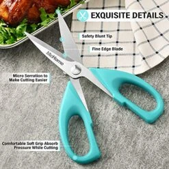 MHS11 Kitchen Scissors, 2-Pack Heavy Duty Kitchen Shears, Stainless Steel Meat Cutting Scissors, Sharp Cooking Scissors For Chicken, Seafood, Poultry, Herbs, Turquoise(8.7+ 6.8 INCH) 10 MHS11 Kitchen Scissors, 2-Pack Heavy Duty Kitchen Shears, Stainless Steel Meat Cutting Scissors, Sharp Cooking Scissors For Chicken, Seafood, Poultry, Herbs, Turquoise(8.7+ 6.8 INCH) -KitchenAid Shop 61UDCxpstDS