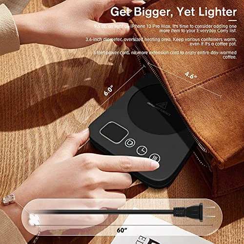 NIGMA Coffee Mug Warmer For Desk, Electric Cup Candle Warmer With Auto Shut Off, Smart Kitchen Gadget For Heating Coffee, Tea, Hot Chocolate, And Milk (No Cup, Black) 7 NIGMA Coffee Mug Warmer For Desk, Electric Cup Candle Warmer With Auto Shut Off, Smart Kitchen Gadget For Heating Coffee, Tea, Hot Chocolate, And Milk (No Cup, Black) - Image 5