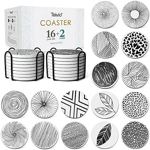 Absorbing Stone Coasters For Drinks Cork Base, With 2 Holder, For Housewarming, Apartment Kitchen Room Bar Decor, Suitable For Wooden Table, Set Of 16 (Blue) 10 Absorbing Stone Coasters For Drinks Cork Base, With 2 Holder, For Housewarming, Apartment Kitchen Room Bar Decor, Suitable For Wooden Table, Set Of 16 (Blue) - Image 8