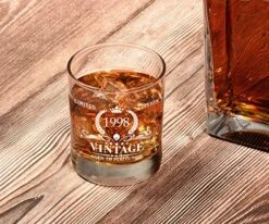 1998 25th Birthday Gifts For Men, Vintage Whiskey Glass 25 Birthday Gifts For Him, Son, Husband, Brother, Funny 25th Birthday Present Ideas For Him, 25 Year Old Bday Party Decoration