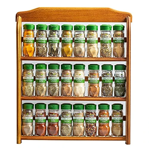 McCormick Gourmet Three Tier Wood 24 Piece Organic Spice Rack Organizer With Spices Included, 29.1 Oz 3 McCormick Gourmet Three Tier Wood 24 Piece Organic Spice Rack Organizer With Spices Included, 29.1 Oz