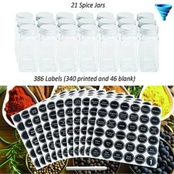 GONGSHI 3 Tier Cabinet Spice Rack Organizer With 21 Empty Glass Spice Jars (4oz), 386 Spice Labels, Chalk Marker And Funnel For Pantry Cupboard Or Countertop, Black -KitchenAid Shop 61ZwCQZ6sxS 1