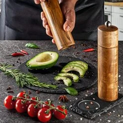 Wooden Salt And Pepper Grinder Set Whole Piece Acacia Wood Mills, 8 Inches Adjustable -KitchenAid Shop 61a4CFKp2KS