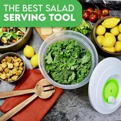 K BASIX Large Salad Spinner & Vegetable Spinner 4.5 Easy Water Drain System & Compact Storage, Secure Lid Lock & Rotary Handle, Lettuce Spinner & Salad Sling, Salad Dryer, Spinning Colander Chopper -KitchenAid Shop 61a4iEIvSnL