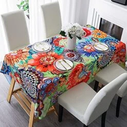 Tablecloth, Original Design Hand Drawing Art Print Table Cloth, Washable Water Resistance Microfiber Decorative Rectangle Table Cover (Tape 8, 60"x84")