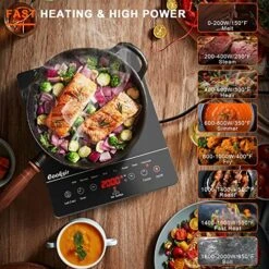 Portable Electric Cooktop 1800W, Cooksir 110V Countertop Single Burner With Child Safety Lock, Plug In Electric Hot Plate For Cooking, Electric Stove With Timer, Residual Heat Indicator, Sensor Touch -KitchenAid Shop 61ae4RX6sQL