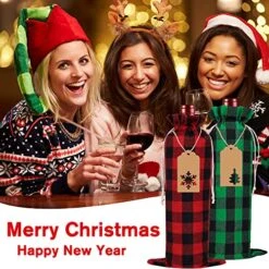 12pcs Christmas Wine Gift Bags, Christmas Wine Bags Classic Buffalo Plaid Wine Bottle Bags Reusable Burlap Xmas Wine Bottle Covers Clothes For Christmas New Year Wedding Holiday Parties -KitchenAid Shop 61c3Z89NTgL