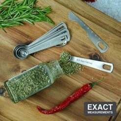 - 9 Measuring Spoons, Heavy Duty 18/8 Premium Stainless Steel Measuring Spoons Set, Spoons With US And Metric Measurements , Set Of 9 + Leveler, Measuring Tools For Dry And Liquid Ingredients -KitchenAid Shop 61f2boiehxL