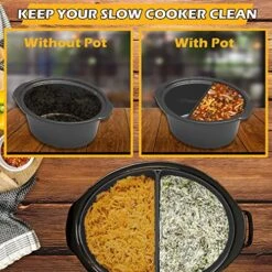 Slow Cooker Divider 6 QT Compatible For Crock Pot Liners Oval Shape, Reusable Slow Cooker Liners, Leakproof Dishwasher Safe For All 6 Quart Cookers, Silicone Inserts For CrockPot Accessories -KitchenAid Shop 61gPiTWImmL