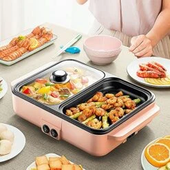 Electric Grill With Hot Pot, 2 In 1 Indoor Non-Stick Electric Hot Pot And Frying Pan, Portable Hot Pot Camping Barbecue Pan Stainless Steel Home 1200W 12 Electric Grill With Hot Pot, 2 In 1 Indoor Non-Stick Electric Hot Pot And Frying Pan, Portable Hot Pot Camping Barbecue Pan Stainless Steel Home 1200W -KitchenAid Shop 61gUYYd3nNS