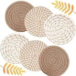 Bsorbent Drink Coasters Handmade Braided Drink Coasters 6 Pack (4.3 Inch, Round, 8mm Thick) Super Absorbent Heat-Resistant Coasters For Drinks Great Housewarming Gift (Beige, 6 Pack) -KitchenAid Shop 61ghoT3ZyUL. AC