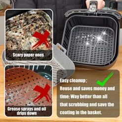 Silicone Liners Square Extra Large 2 Pcs, For 6 To 9 Qt Air Fryer Baskets, Non-stick Food-grade Reusable Silicone Pot Baking Tray -KitchenAid Shop 61hD2nDDZyL