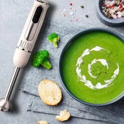 Immersion Hand Blender- Handheld Immersion Blender With Egg Whisk And Milk Frother Attachments, 2 Speed Blender, 500 Watts, Stainless Steel Blade (Cream) -KitchenAid Shop 61jCu8wrgOL