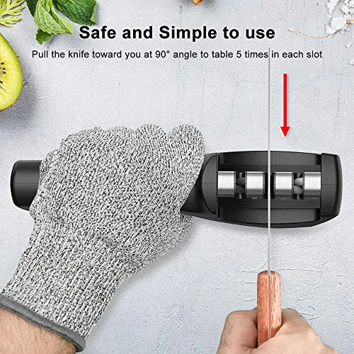 GENERIC Kitchen Knife Sharpener,2023 Best Upgraded 3-Stage Blade Sharpener Stone(Ceramic,Coarse,Fine).Made For Chef/Fillet Knives.Easy Manual Sharpening With Cut-Resistant Glove For More Safety 4 GENERIC Kitchen Knife Sharpener,2023 Best Upgraded 3-Stage Blade Sharpener Stone(Ceramic,Coarse,Fine).Made For Chef/Fillet Knives.Easy Manual Sharpening With Cut-Resistant Glove For More Safety - Image 2
