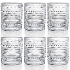 Set Of 6 Romantic Water Glasses, 12 Oz Hobnail Glasses Tumbler, Clear Embossed Vintage Glassware Set For Beer, Cocktail, Soda, Beverages