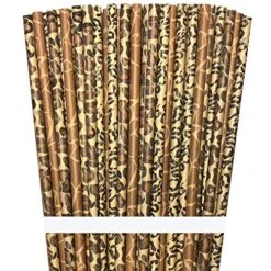 The Box Papers Safari Theme Animal Print Paper Drinking Straws 7.75 Inches 75 Pack Black, Brown, Tan