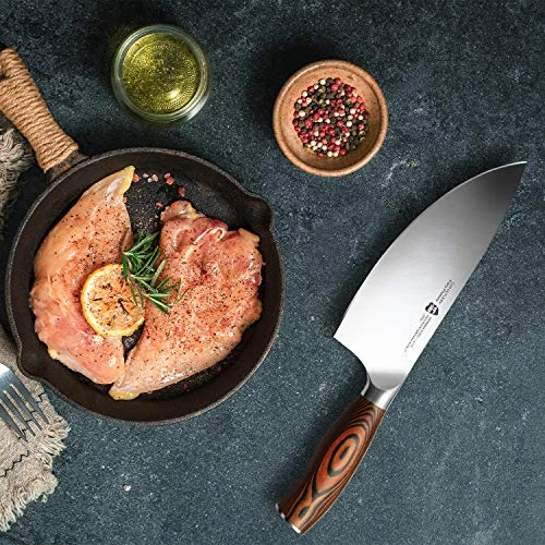 Herb Rocking&Salad Knife- Vegetable Cleaver - High Carbon German Stainless Steel Kitchen Knife - Pakkawood Handle Veggie Chopper - Luxurious Gift Box Included - 7 Inch - Fiery Phoenix Series 6 Herb Rocking&Salad Knife- Vegetable Cleaver - High Carbon German Stainless Steel Kitchen Knife - Pakkawood Handle Veggie Chopper - Luxurious Gift Box Included - 7 Inch - Fiery Phoenix Series - Image 4