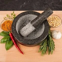Large Black Granite Mortar & Pestle Natural Stone Grinder For Spices, Seasonings, Pastes, Pestos And Guacamole 7 Large Black Granite Mortar & Pestle Natural Stone Grinder For Spices, Seasonings, Pastes, Pestos And Guacamole -KitchenAid Shop 61myJekEyOL