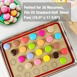 Macaron Silicone Baking Mat - Set Of 2 Non Stick Silicon Macaroon Baking Sheet Cookie Liner(BPA Free/Reusable/Half Sheet),Perfect Cooking Kit For Macarons,Pastry,Cake And Bread Making (Red) -KitchenAid Shop 61ncTgoT9vL