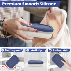 Travel Soap Container, Leak Proof Soap Travel Case With Lid, Shatterproof And Slip Resistant Silicone Soap Holder With Draining Layer, Portable Bar Soap Container For Bathroom, Traveling -KitchenAid Shop 61pqxtCIuFL