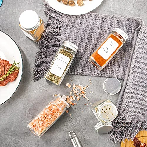 36pcs Glass Spice Jars With Label - 4 Oz Empty Square Seasoning Containers With Shaker Lids, Thick Spice Storage Bottles For Drawer, Cabinet 6 36pcs Glass Spice Jars With Label - 4 Oz Empty Square Seasoning Containers With Shaker Lids, Thick Spice Storage Bottles For Drawer, Cabinet - Image 4
