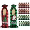 24 Pcs Buffalo Plaid Wine Bottle Covers - Reusable Christmas Wine Bottle Gift Bags For Home Dinner Party Table Decoration
