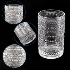 Set Of 6 Vintage Drinking Glasses, 12 Oz Clear Hobnail Glasses Tumbler, Embossed Design Glassware For Beverages, Water, Juice, Beer, Cocktail, Whiskey And Milk -KitchenAid Shop 61snDQJjY4L