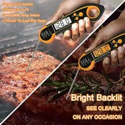 Digital Meat Thermometer For Cooking Waterproof Instant Read Food Thermometer With Backlight, Built-in Magnet, Calibration, And Long Foldable Probe For Kitchen Deep Fry Grill BBQ Candy 12 Digital Meat Thermometer For Cooking Waterproof Instant Read Food Thermometer With Backlight, Built-in Magnet, Calibration, And Long Foldable Probe For Kitchen Deep Fry Grill BBQ Candy -KitchenAid Shop 61tmX3SLKjL