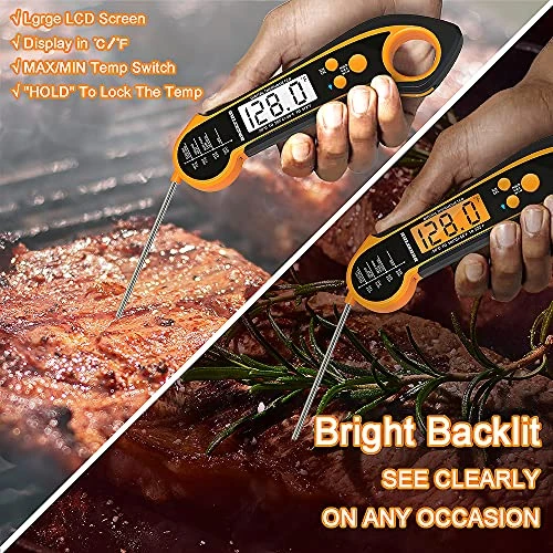 Digital Meat Thermometer For Cooking Waterproof Instant Read Food Thermometer With Backlight, Built-in Magnet, Calibration, And Long Foldable Probe For Kitchen Deep Fry Grill BBQ Candy 5 Digital Meat Thermometer For Cooking Waterproof Instant Read Food Thermometer With Backlight, Built-in Magnet, Calibration, And Long Foldable Probe For Kitchen Deep Fry Grill BBQ Candy - Image 3