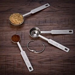 Stainless Steel Measuring Spoons - Set Of 4 Premium Metal Spoons - Strong And Durable - Engraved With Metric And Imperial / US Sizes Including Tablespoon And Teaspoon - Ideal For Cooking And General Kitchen Use, For Measuring Liquid And Dry Ingredients 15 Stainless Steel Measuring Spoons - Set Of 4 Premium Metal Spoons - Strong And Durable - Engraved With Metric And Imperial / US Sizes Including Tablespoon And Teaspoon - Ideal For Cooking And General Kitchen Use, For Measuring Liquid And Dry Ingredients -KitchenAid Shop 61uG5YKP79L