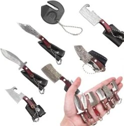 Damascus Pocket Knife Set Mini Chef Knife Set Tiny Knife Cleaver For Package Opener Box Cutter - Set Of 4 -KitchenAid Shop 61wjYBau6SL. AC