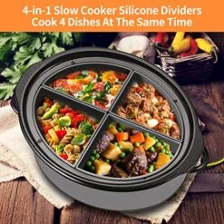 Slow Cooker Divider Insert For 6 QT Crockpot, Reusable And Leak Proof Silicone Slow Cooker Liner,4-in-1 Silicone Divider For Crockpot, Dishwasher Safe Cooking Liner For 6 QT Pot (Gray) 8 Slow Cooker Divider Insert For 6 QT Crockpot, Reusable And Leak Proof Silicone Slow Cooker Liner,4-in-1 Silicone Divider For Crockpot, Dishwasher Safe Cooking Liner For 6 QT Pot (Gray) -KitchenAid Shop 61yIthDvU8L